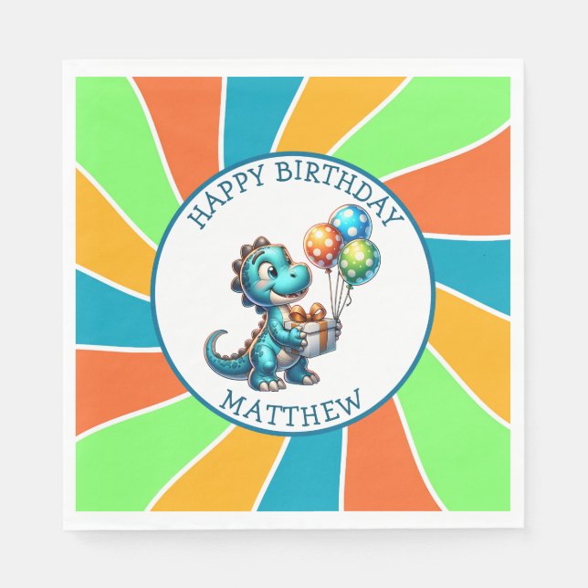 Servilleta De Papel Fiesta de cumpleaños infantil personalizada con te (Anverso)