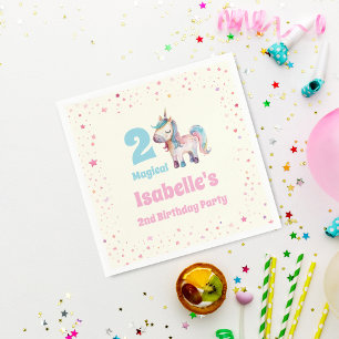 Servilleta De Papel Fiesta de cumpleaños mágica del Unicornio Dos 2do