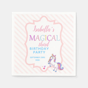Servilleta De Papel Fiesta de Cumpleaños Mágico Unicornio Rosa