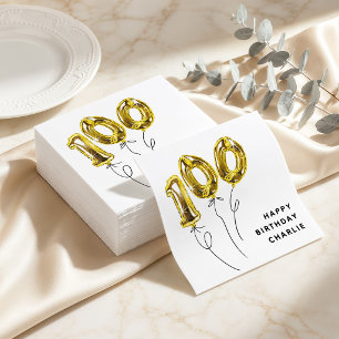 Servilleta De Papel Fiesta de Cumpleaños Minimal Oro 100 Globo 100