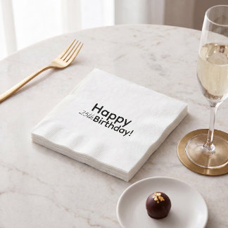 Servilleta De Papel Fiesta de cumpleaños minimalista elegante en blanc