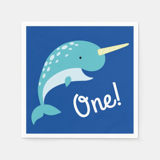 Servilleta De Papel Fiesta de cumpleaños Narwhal (Anverso)