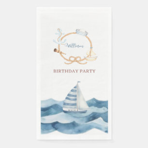 Servilleta De Papel Fiesta de cumpleaños náutica con acuarela