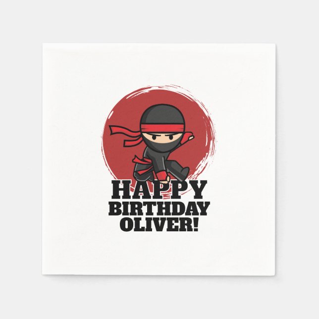 Servilleta De Papel Fiesta de cumpleaños Ninja (Anverso)