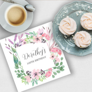 Servilleta De Papel Fiesta de cumpleaños número 100 de Dusty Pink Purp