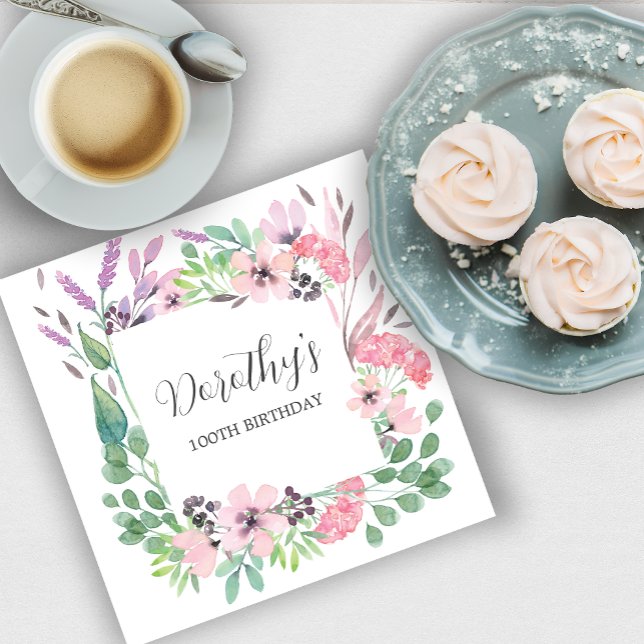 Servilleta De Papel Fiesta de cumpleaños número 100 de Dusty Pink Purp (Subido por el creador)