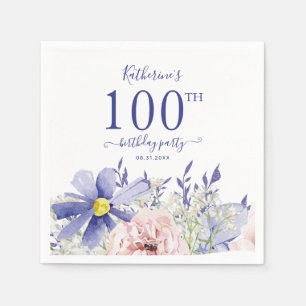 Servilleta De Papel Fiesta de cumpleaños número 100 elegante flores ro