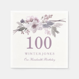 Servilleta De Papel Fiesta de cumpleaños número 100 Flor Floral Morada
