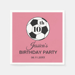 Servilleta De Papel Fiesta de cumpleaños número 10 fútbol rosa niñas d