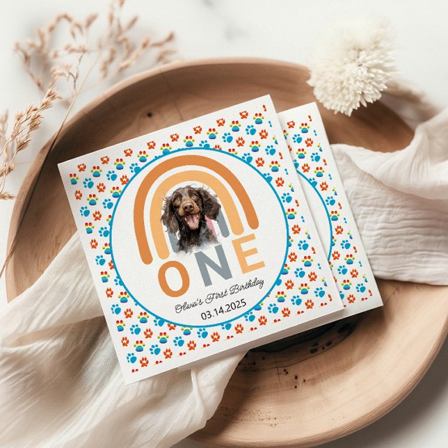 Servilleta De Papel Fiesta de cumpleaños número 1 de acuarela arcoíris (Subido por el creador)