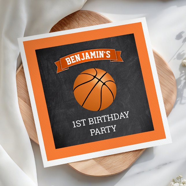 Servilleta De Papel Fiesta de cumpleaños número 1 de baloncesto (Subido por el creador)