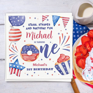 Servilleta De Papel Fiesta de cumpleaños número 1 el 4 de julio 