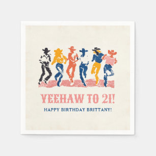 Servilleta De Papel Fiesta de cumpleaños número 21 de Yeehaw Cowgirl m