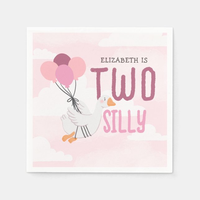 Servilleta De Papel Fiesta de cumpleaños número 2 de Pink Two Silly Go (Anverso)