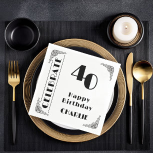 Servilleta De Papel Fiesta de cumpleaños número 40 con elegante estilo