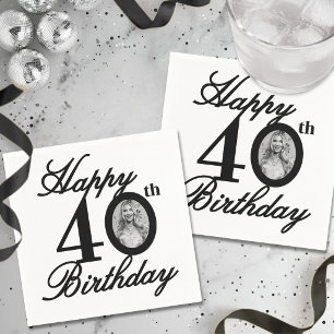 Servilleta De Papel Fiesta de cumpleaños número 40 con foto personaliz