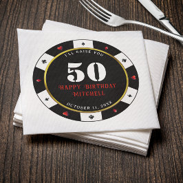 Servilleta De Papel Fiesta de cumpleaños número 50 con fichas de póque