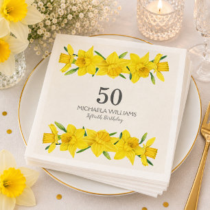 Servilleta De Papel Fiesta de cumpleaños número 50 con narcisos acuare