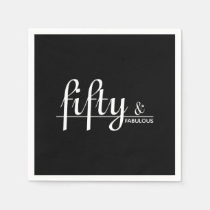 Servilleta De Papel Fiesta de cumpleaños número 50 de blancos y negr