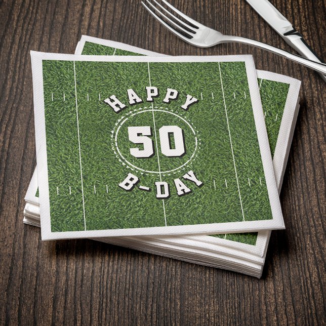 Servilleta De Papel Fiesta de cumpleaños número 50 del estadio Footbal (Football Field 50 Yard Line 50th Birthday Party Napkins
)