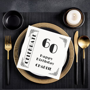 Servilleta De Papel Fiesta de cumpleaños número 60 con elegante estilo