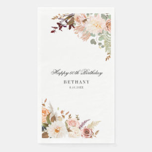 Servilleta De Papel Fiesta de cumpleaños número 60 con tema floral ele