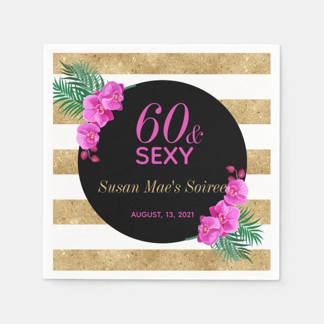 Servilleta De Papel Fiesta de cumpleaños número 60 de la sexagésima y  (Anverso)