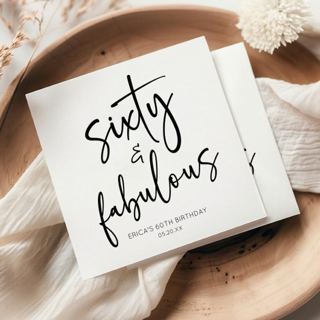 Servilleta De Papel Fiesta de cumpleaños número 60 mínima y fabulosa (Subido por el creador)