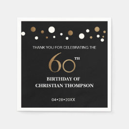Servilleta De Papel Fiesta de cumpleaños número 60 sobre el oro y el n