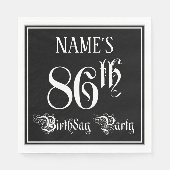 Servilleta De Papel Fiesta de cumpleaños número 86 — Letra elegante +  (Anverso)