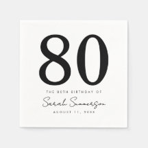 Fiesta de cumpleaños número ochenta 80 negro blanc