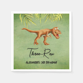 Servilleta De Papel Fiesta de cumpleaños número tres del dinosaurio T 