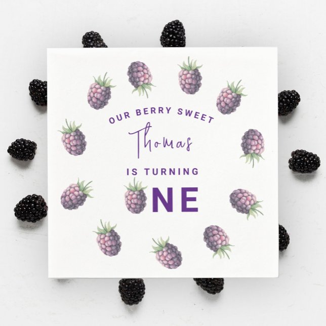 Servilleta De Papel Fiesta de cumpleaños número uno con moras al aguar (Subido por el creador)