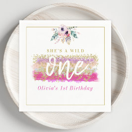 Servilleta De Papel Fiesta de cumpleaños número uno de Boho Floral Wil