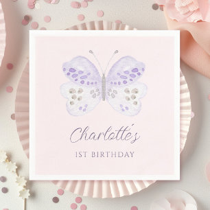 Servilleta De Papel Fiesta de cumpleaños número uno de Mariposa Lavand