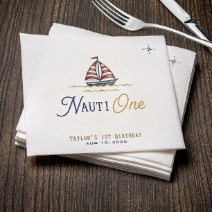 Servilleta De Papel Fiesta de cumpleaños número uno de Nauti One Sailb
