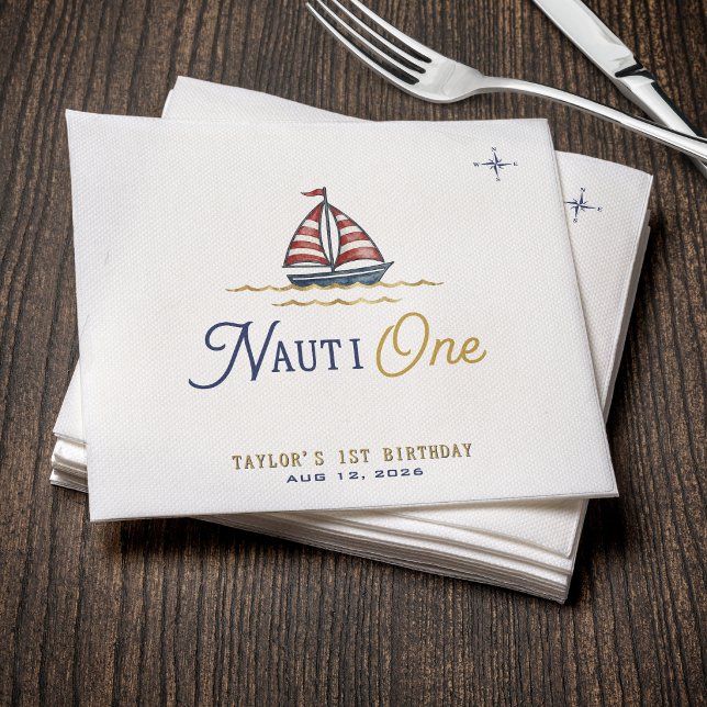 Servilleta De Papel Fiesta de cumpleaños número uno de Nauti One Sailb (Subido por el creador)