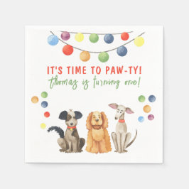 Servilleta De Papel Fiesta de cumpleaños número uno de perro acuarela