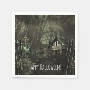 Servilleta De Papel Fiesta de cumpleaños o Halloween en cementerio de