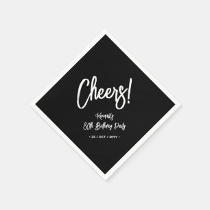 Servilleta De Papel Fiesta de cumpleaños ochenta Chic Negro y Blanco