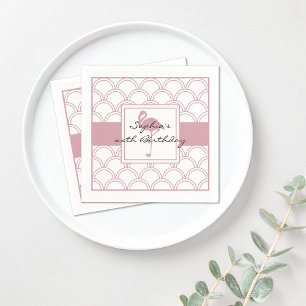 Servilleta De Papel Fiesta de Cumpleaños Onda Art Deco Flamenco Rosa