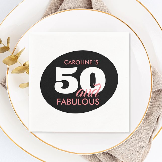 Servilleta De Papel Fiesta de cumpleaños personalizada 50 y fabulosa (Subido por el creador)