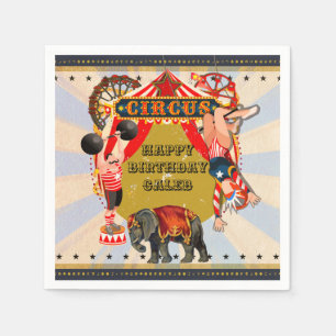 Servilleta De Papel Fiesta de Cumpleaños Personalizada Circo Retro Vin