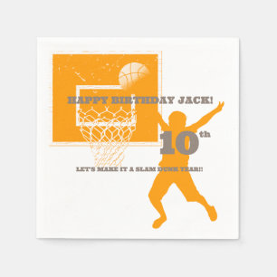Servilleta De Papel Fiesta de Cumpleaños Personalizada de Baloncesto