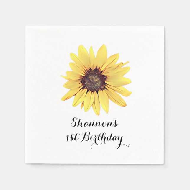 Servilleta De Papel Fiesta de cumpleaños personalizada de girasoles rú (Anverso)