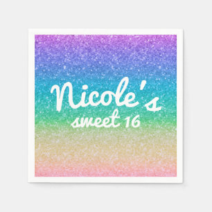 Servilleta De Papel Fiesta de Cumpleaños Personalizada Glitter Brillo 