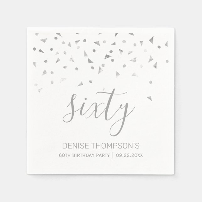 Servilleta De Papel Fiesta de cumpleaños personalizada número 60 con c (Anverso)