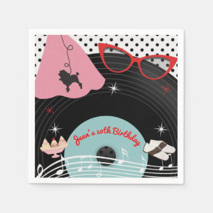 Servilleta De Papel Fiesta de Cumpleaños Personalizada Tema Discos de 