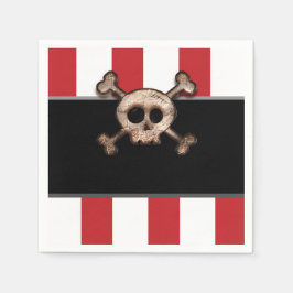 Servilleta De Papel Fiesta de Cumpleaños Pirata Calavera y Huesos Cruz