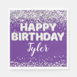 Servilleta De Papel Fiesta de cumpleaños Purple Silver